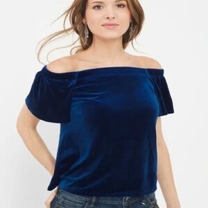 New with tags White House Black Market Royal Blue Velvet Blouse size small